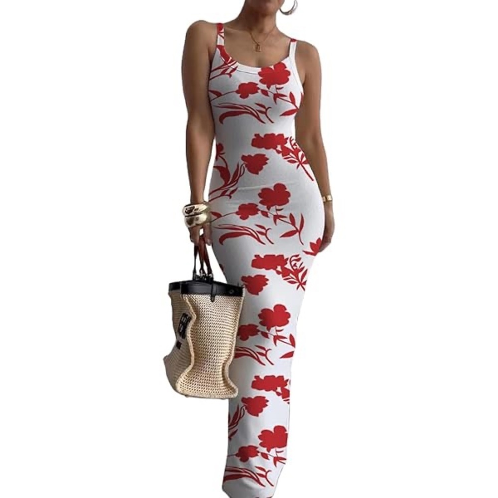Chic Red Floral Maxi Dress